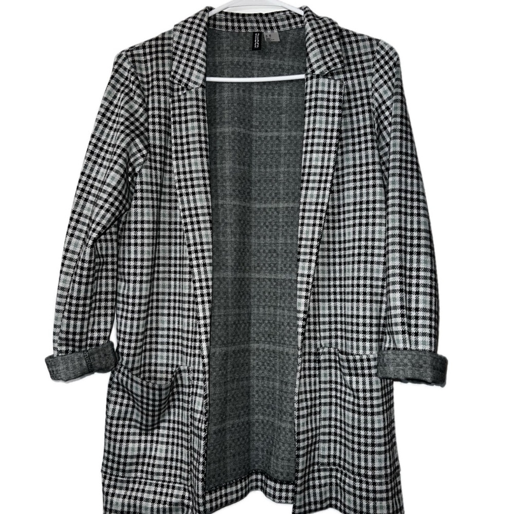 Women's Black and White Checkered Coat